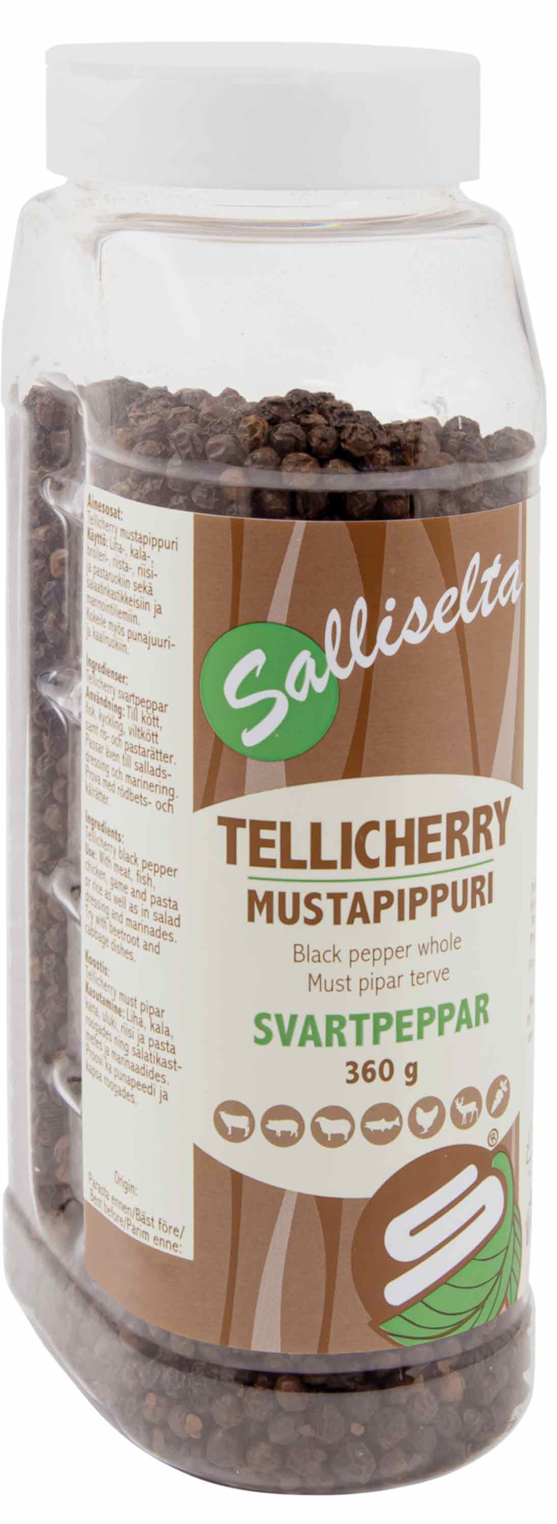 Mustapippuri, Tellicherry kokonainen 360g